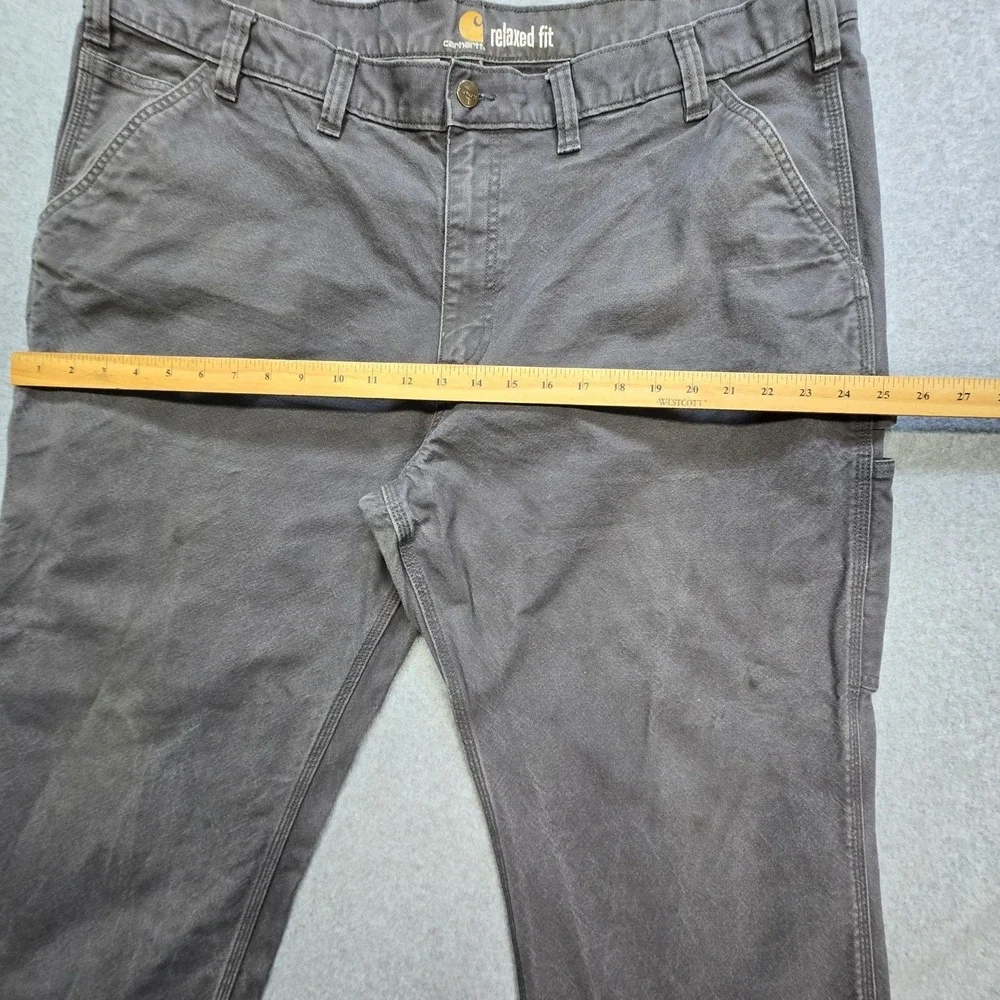 Carhartt Pants Mens 42x28 Gray Carpenter Relaxed Cotton Canvas Workwear Pockets